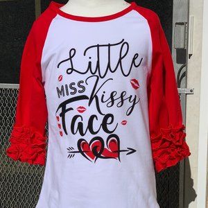 Little girl Sleeve Little Miss Kissy Face Heart T-Shirt Top Toddler Girl Kid